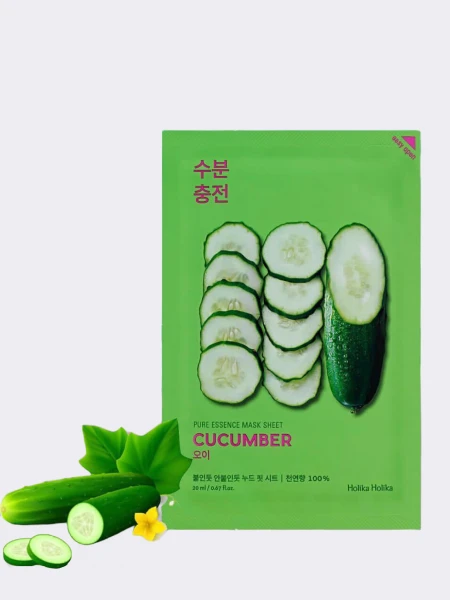 Успокаивающая тканевая маска с экстрактом огурца Holika Holika Pure Essence Mask Sheet Cucumber Успокаивающая тканевая маска с экстрактом огурца Holika Holika Pure Essence Mask Sheet Cucumber