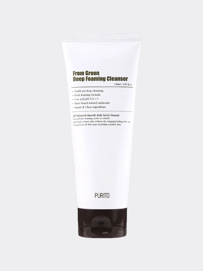Слабокислотная пенка с центеллой и зеленым чаем Purito From Green Deep Foaming Cleanser