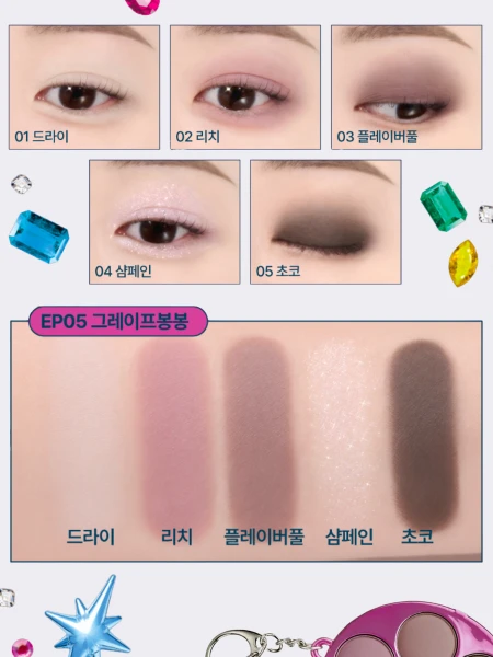 Компактная палетка теней в формате брелка fwee Pocket Eye Palette EP05 Grape Bonbon