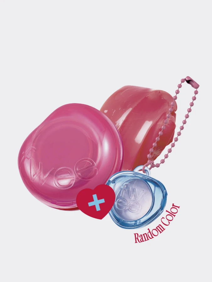 Набор: Оттеночное желе для губ и щёк + брелок fwee Lip&Cheek Glowy Jelly Pot JP01 Sugar Coat Keyring Set