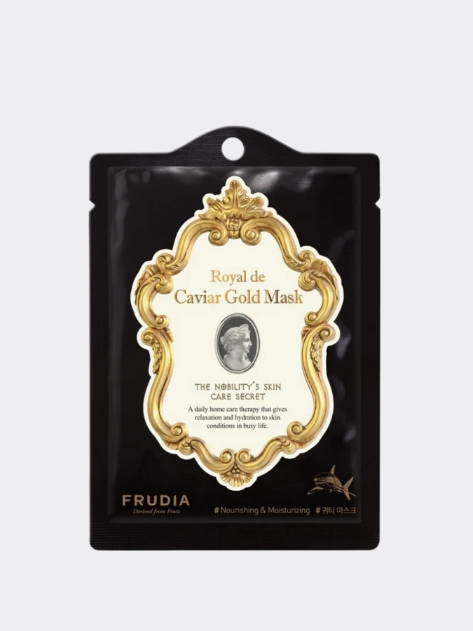 Омолаживающая тканевая маска с экстрактом икры и золотом FRUDIA Royal De Caviar Gold Mask