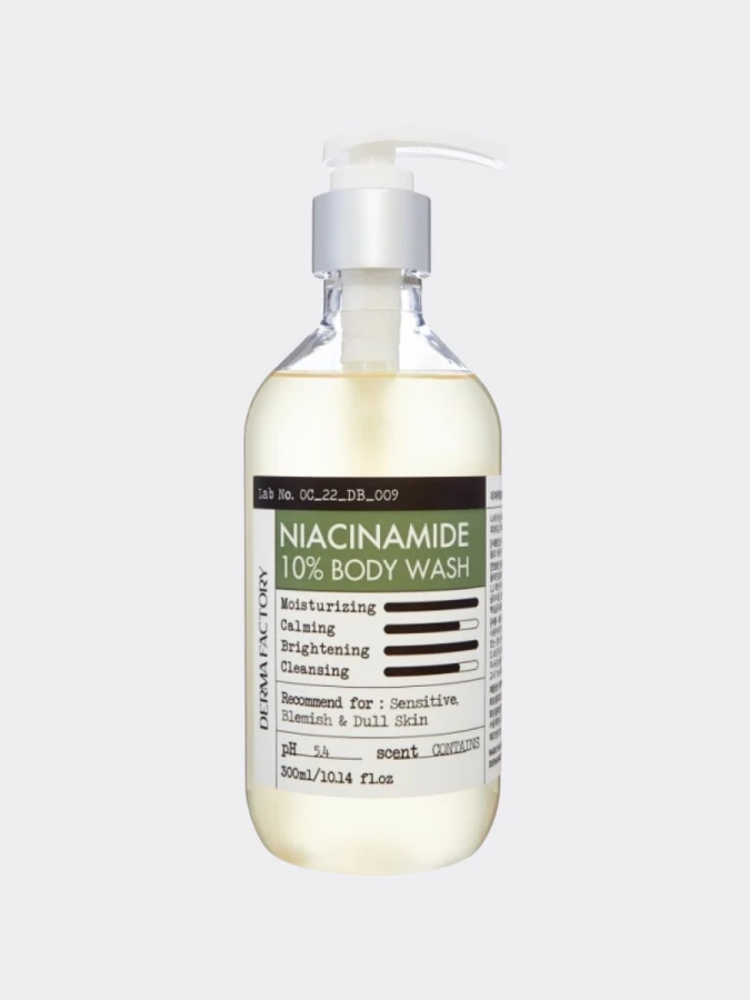 Успокаивающий гель для душа с ниацинамидом Derma Factory Niacinamide 10% Body Wash