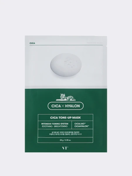 Успокаивающая тканевая маска для яркости тона VT Cosmetics Cica Hyalon Cica Tone UP Mask Успокаивающая тканевая маска для яркости тона VT Cosmetics Cica Hyalon Cica Tone UP Mask