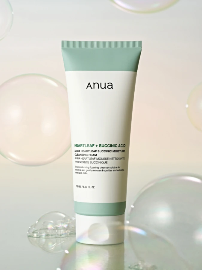 Успокаивающая пенка для умывания с янтарной кислотой ANUA Heartleaf Succinic Moisture Cleansing Foam