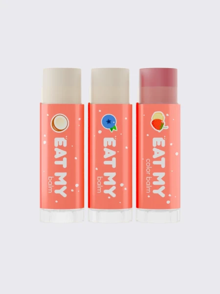 Набор бальзамов для губ с шиммером "Снежная нежность" EAT MY BALM Holiday Balm Trio