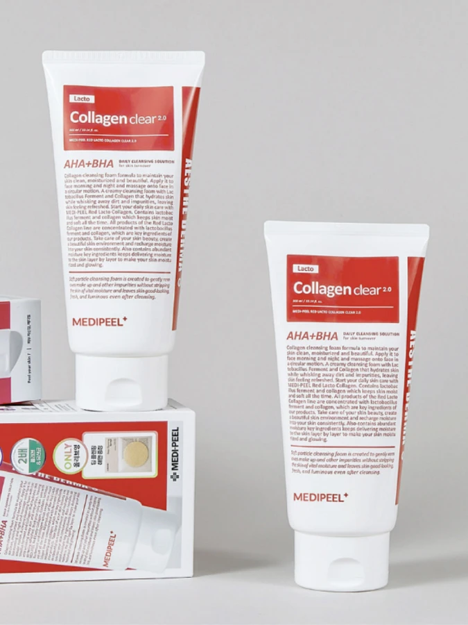 Обновлённая пенка для умывания с коллагеном и комплексом кислот MEDI-PEEL Red Lacto Collagen Clear 2.0