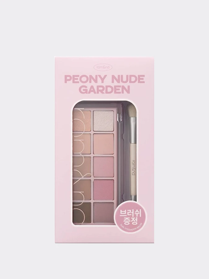 Набор теней для век и кисти для макияжа глаз rom&nd Better Than Palette Dual Brush Set 06 Peony Nude Garden