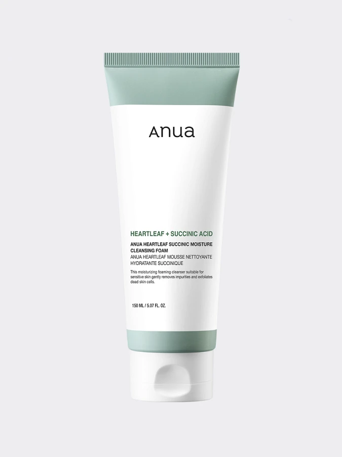 Успокаивающая пенка для умывания с янтарной кислотой ANUA Heartleaf Succinic Moisture Cleansing Foam
