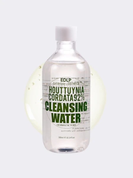 Очищающая вода для снятия макияжа Derma Factory Houttuynia Cordata 92% Cleansing Water