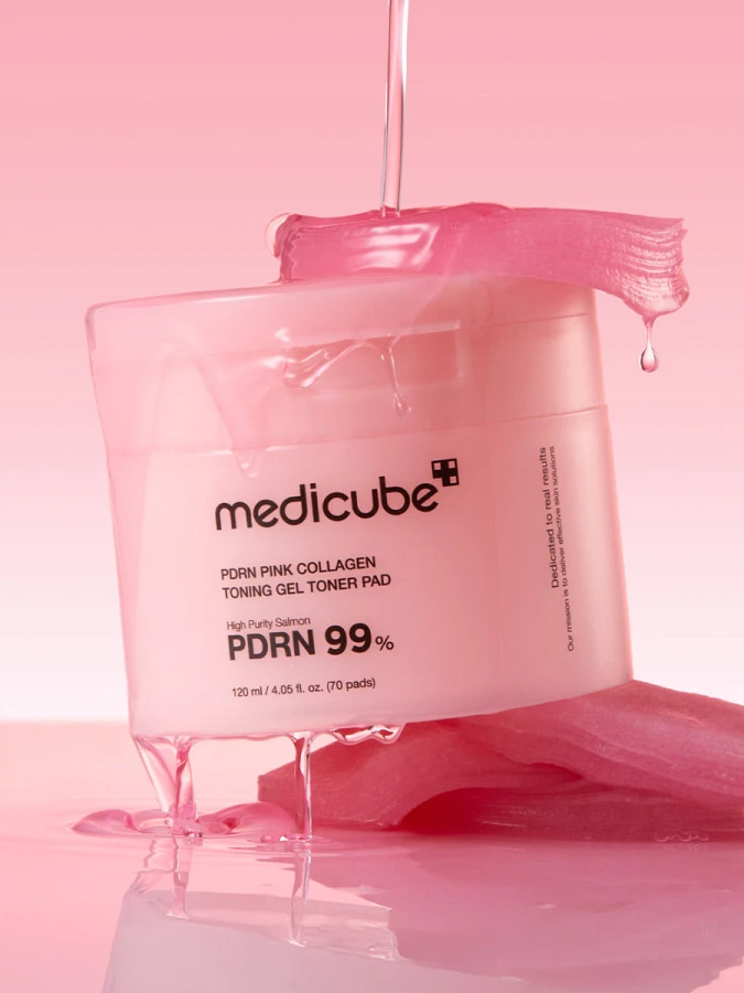 Укрепляющие гелевые тонер-диски с коллагеном и ПДРН Medicube PDRN Pink Collagen Toning Gel Toner Pad