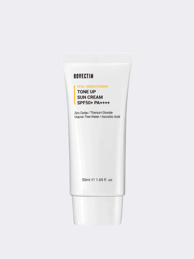 Минеральный солнцезащитный крем для ровного тона кожи ROVECTIN Vita Brightening Tone Up Sun Cream SPF50+PA++++