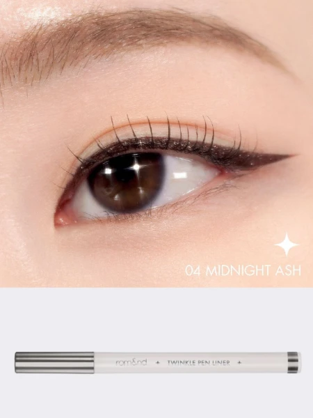 Сияющая подводка для век в пепельном оттенке rom&nd Twinkle Pen Liner 04 Midnight Ash