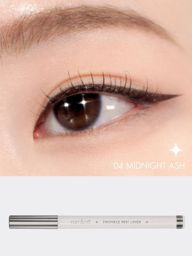 Сияющая подводка для век в пепельном оттенке rom&nd Twinkle Pen Liner 04 Midnight Ash