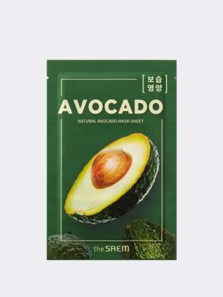 Питательная тканевая маска для лица с экстрактом авокадо The Saem Natural Avocado Mask Sheet