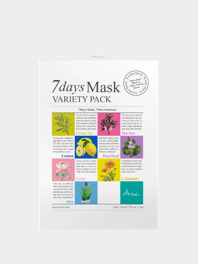 Набор тканевых масок для лица на каждый день Ariul 7days Mask Variety Pack