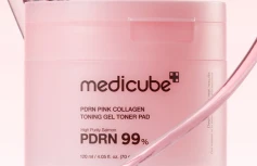 Укрепляющие гелевые тонер-пэды с коллагеном и ПДРН Medicube PDRN Pink Collagen Toning Gel Toner Pad