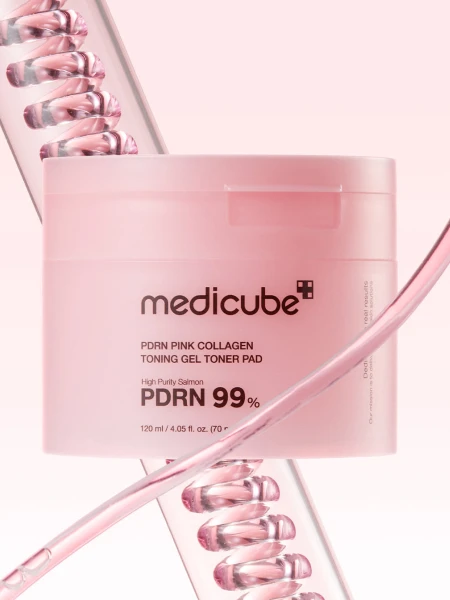 Укрепляющие гелевые тонер-пэды с коллагеном и ПДРН Medicube PDRN Pink Collagen Toning Gel Toner Pad