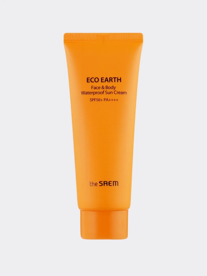 Водостойкий солнцезащитный крем для лица и тела The Saem Eco Earth Face & Body Waterproof Sun Cream SPF50+ PA++++