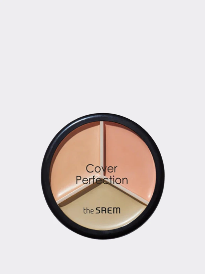 Палетка кремовых корректоров в бежевых оттенках The Saem Cover Perfection Triple Pot Concealer 01 Correct Beige