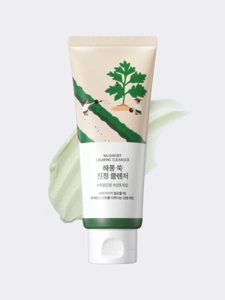 Успокаивающая пенка для умывания с экстрактом полыни Round Lab Mugwort Calming Cleanser