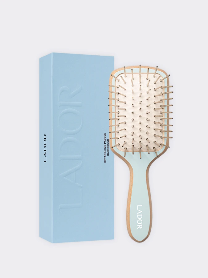 Деревянная массажная расчёска для волос La’dor Detangling Paddle Hair Brush (Blue)