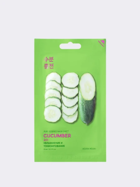 Успокаивающая тканевая маска с экстрактом огурца Holika Holika Pure Essence Mask Sheet Cucumber Успокаивающая тканевая маска с экстрактом огурца Holika Holika Pure Essence Mask Sheet Cucumber