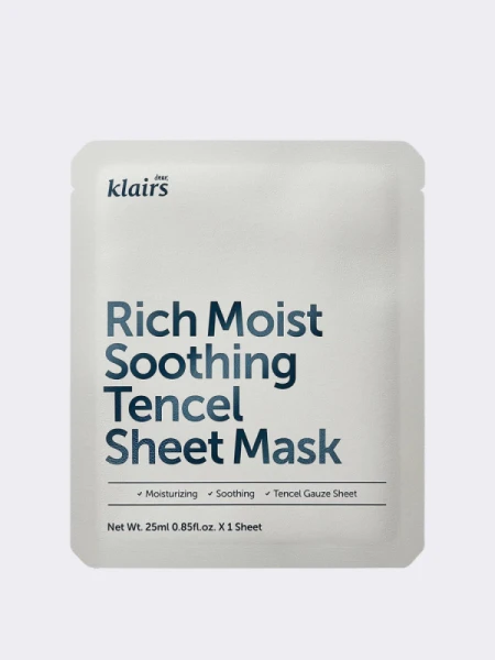 Восстанавливающая тканевая маска с керамидами Dear, Klairs Rich Moist Soothing Tencel Sheet Mask Восстанавливающая тканевая маска с керамидами Dear, Klairs Rich Moist Soothing Tencel Sheet Mask