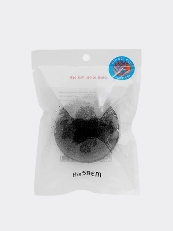 Очищающий спонж конняку с углём The Saem 100% Konjaku Charcoal Cleansing Spounge