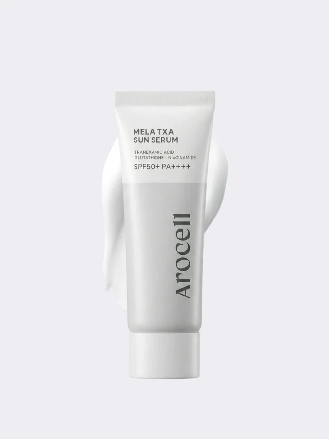 Осветляющий солнцезащитный флюид с транексамовой кислотой Arocell Mela TXA Sun Serum SPF50+ PA++++