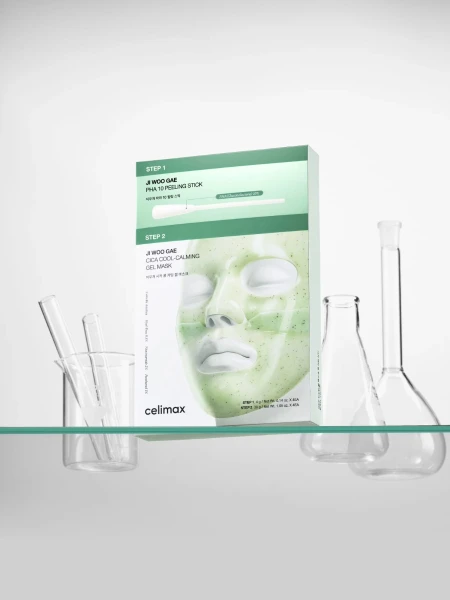 Набор двухступенчатых гидрогелевых масок экстрактом центеллы Celimax Ji Woo Gae Cica PHA Peel 2-step Gel Mask