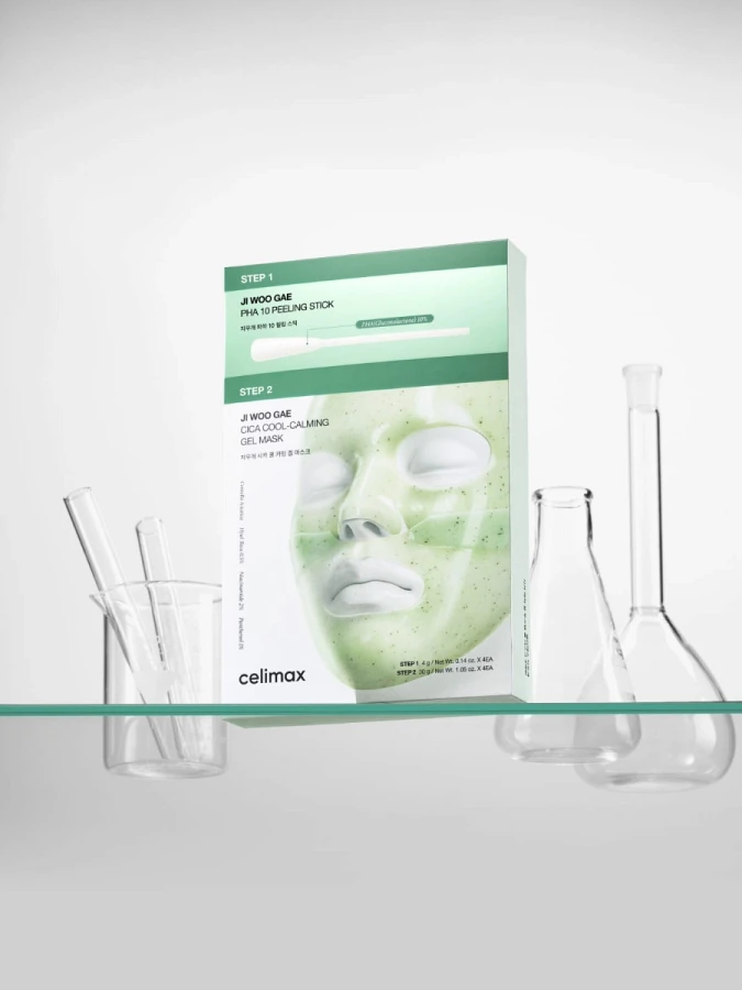 Набор двухступенчатых гидрогелевых масок экстрактом центеллы Celimax Ji Woo Gae Cica PHA Peel 2-step Gel Mask