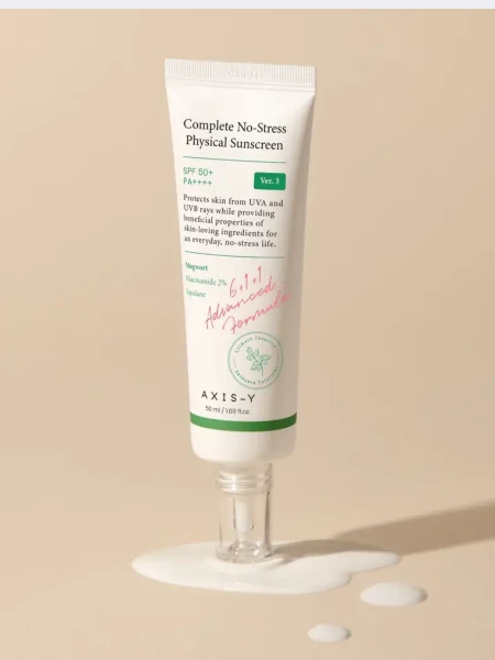 Минеральный солнцезащитный крем с ниацинамидом AXIS-Y Complete No-Stress Physical Sunscreen V.3 SPF50+ PA++++