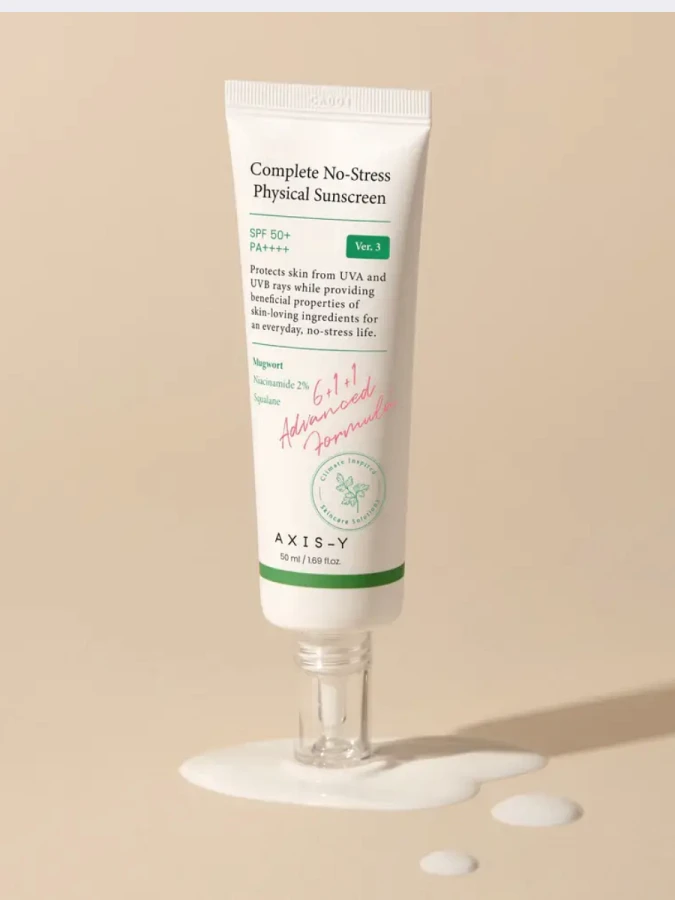 Минеральный солнцезащитный крем с ниацинамидом AXIS-Y Complete No-Stress Physical Sunscreen V.3 SPF50+ PA++++