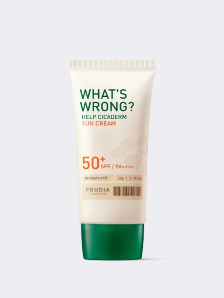 Солнцезащитный крем с экстрактом центеллы Frudia What’s Wrong Help Cicaderm Sun Cream SPF50+ PA++++ Солнцезащитный крем с экстрактом центеллы Frudia What’s Wrong Help Cicaderm Sun Cream SPF50+ PA++++