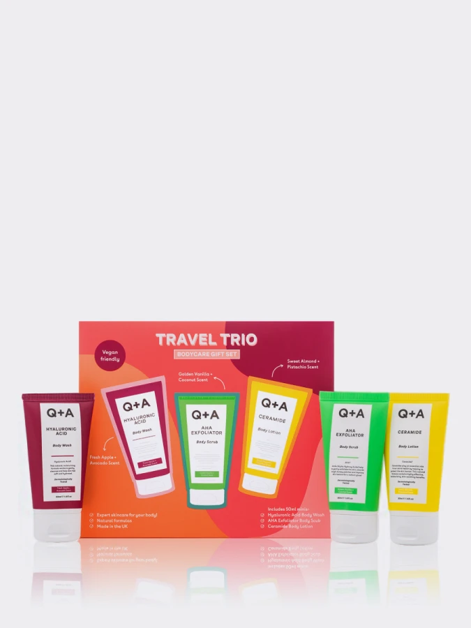 Набор миниатюр для ухода за телом Q+A Travel Trio Набор миниатюр для ухода за телом Q+A Travel Trio
