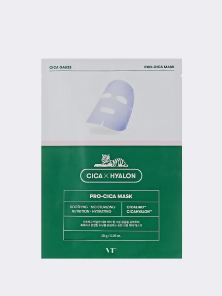 Успокаивающая тканевая маска с экстрактом центеллы азиатской VT Cosmetics Cica Hyalon Pro Cica Mask Успокаивающая тканевая маска с экстрактом центеллы азиатской VT Cosmetics Cica Hyalon Pro Cica Mask