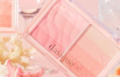 Двойная палетка спрессованных градиентных румян коралловых оттенках Dasique Blending Layer Cheek #01 Summer Coral