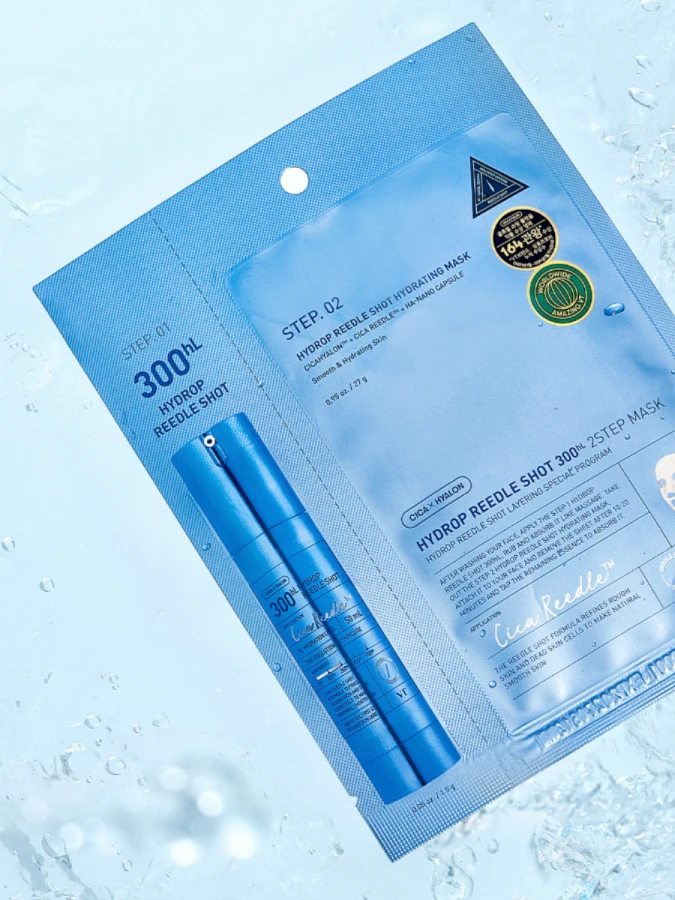 Усиленная двухступенчатая тканевая маска со спикулами и гиалуроновой кислотой VT Hydrop Reedle Shot 300hl 2 Step Mask