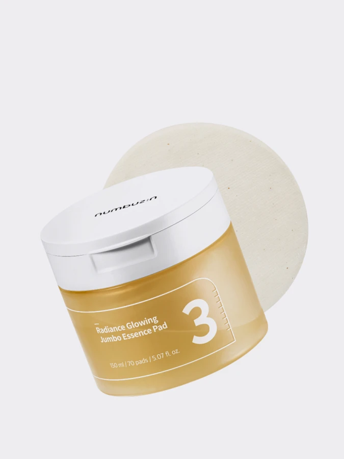 Тонер-пэды с ферментами для сияния кожи Numbuzin No.3 Radiance Glowing Jumbo Essence Pad