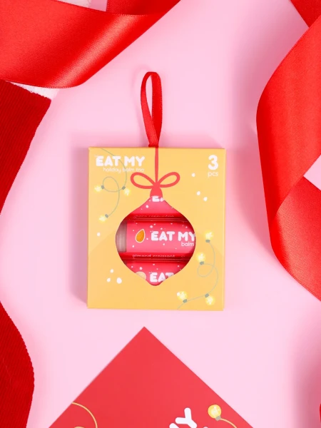 Набор бальзамов для губ с шиммером "Теплые пожелания" EAT MY BALM Holiday Balm Trio