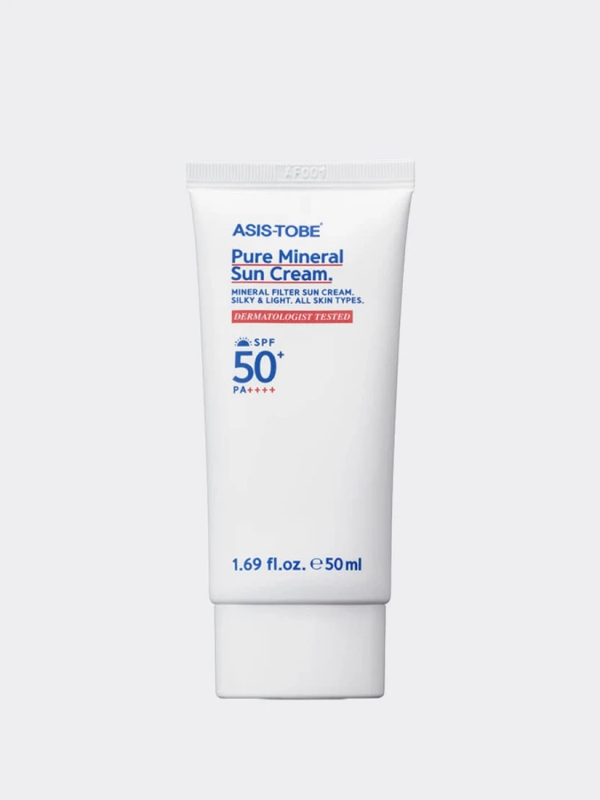 Минеральный солнцезащитный крем для лица с растительными экстрактами ASIS-TOBE Pure Mineral Sun Cream SPF50+PA++++
