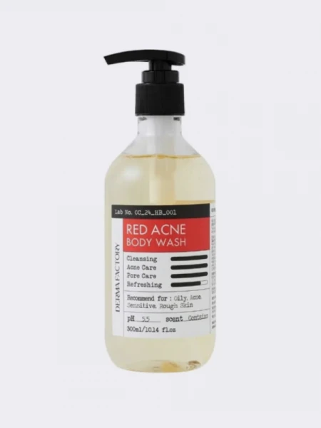 Парфюмированный успокаивающий гель для душа с салициловой кислотой Derma Factory Red Acne Body Wash Парфюмированный успокаивающий гель для душа с салициловой кислотой Derma Factory Red Acne Body Wash
