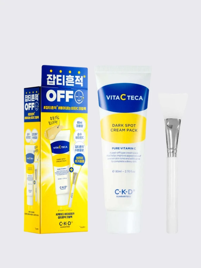 Набор: осветляющая маска-плёнка с витамином С + кисть CKD Vita C Teca Dark Spot Cream Pack