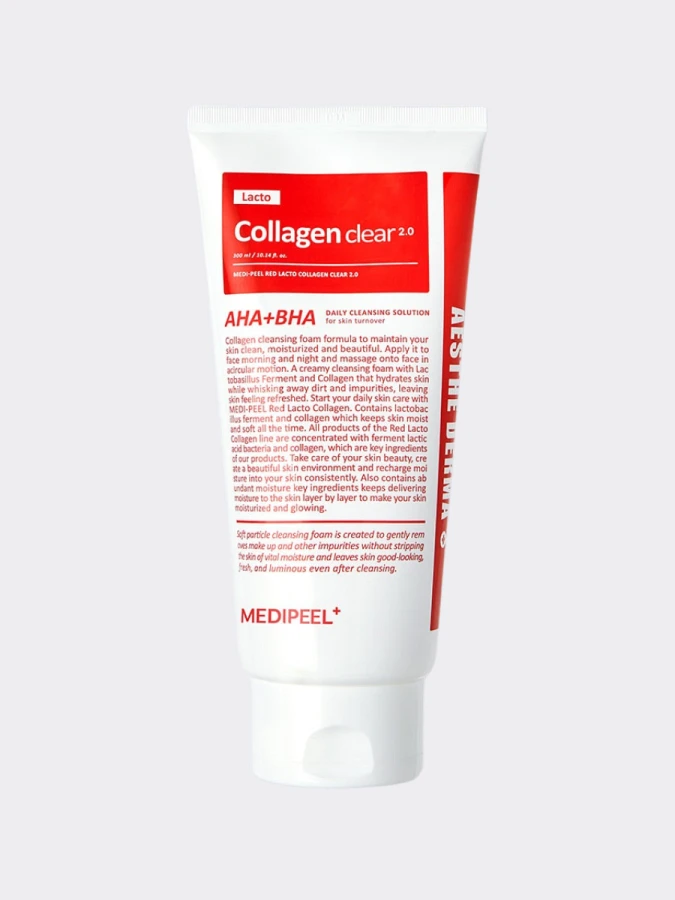 Обновлённая пенка для умывания с коллагеном и комплексом кислот MEDI-PEEL Red Lacto Collagen Clear 2.0