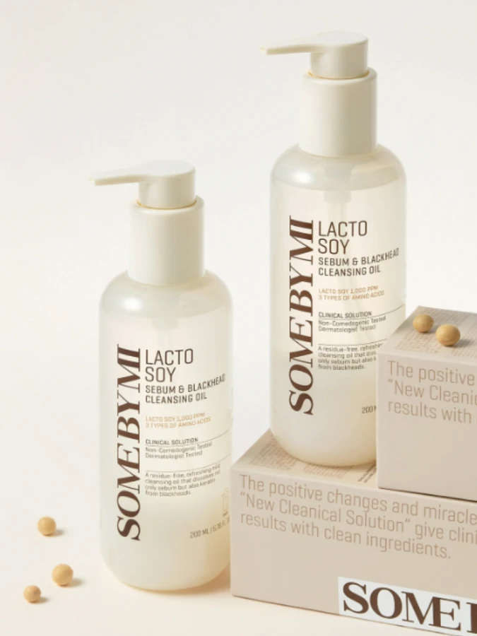 Двухфазное гидрофильное масло-молочко с ферментами соевого молока Some By Mi Lacto Soy Sebum & Blackhead Cleansing Oil