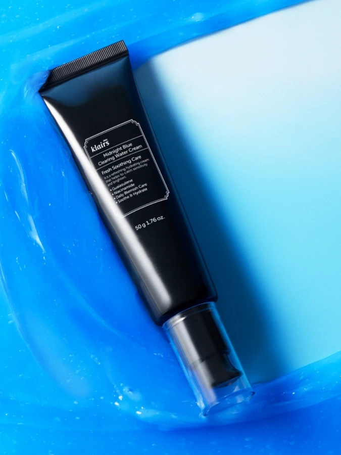 Лёгкий успокаивающий ночной гель-крем с пептидами и гвайазуленом Dear, Klairs Midnight Blue Clearing Water Cream