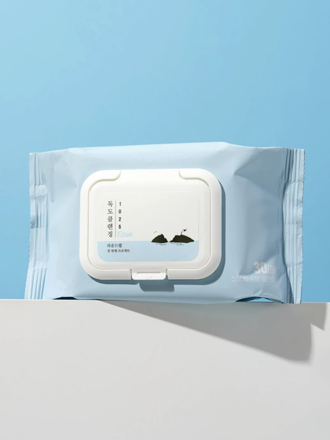 Очищающие салфетки для снятия макияжа с морской водой Round Lab 1025 Dokdo Cleansing Tissue
