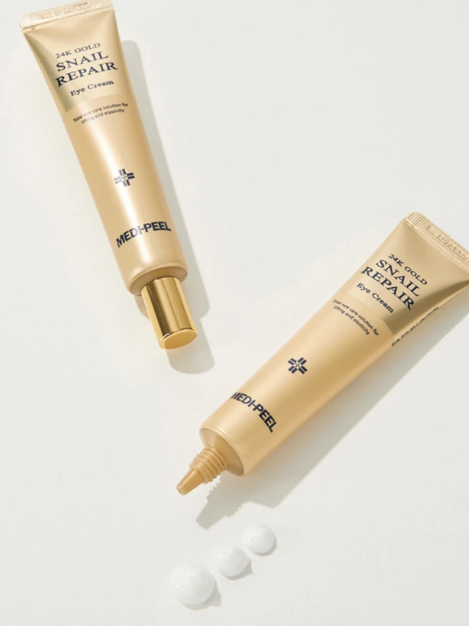 Разглаживающий крем для век с муцином улитки и золотом MEDI-PEEL 24K Gold Snail Repair Eye Cream