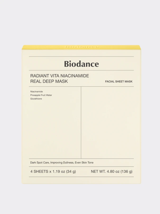 Набор гидрогелевых масок с ниацинамидом Biodance Radiant Vita Niacinamide Real Deep Mask Set