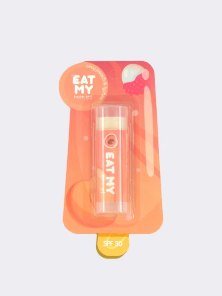 Солнцезащитный бальзам для губ с ароматом сочного персика и личи EAT MY Lip Balm SPF 30 Juicy Peach & Lychee